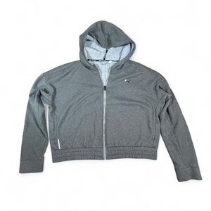 Puma Cropped Zip Up Hoodie Gray Athletic Jacket Size XL